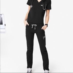 Figs Black Yola- Skinny Scrub Pants